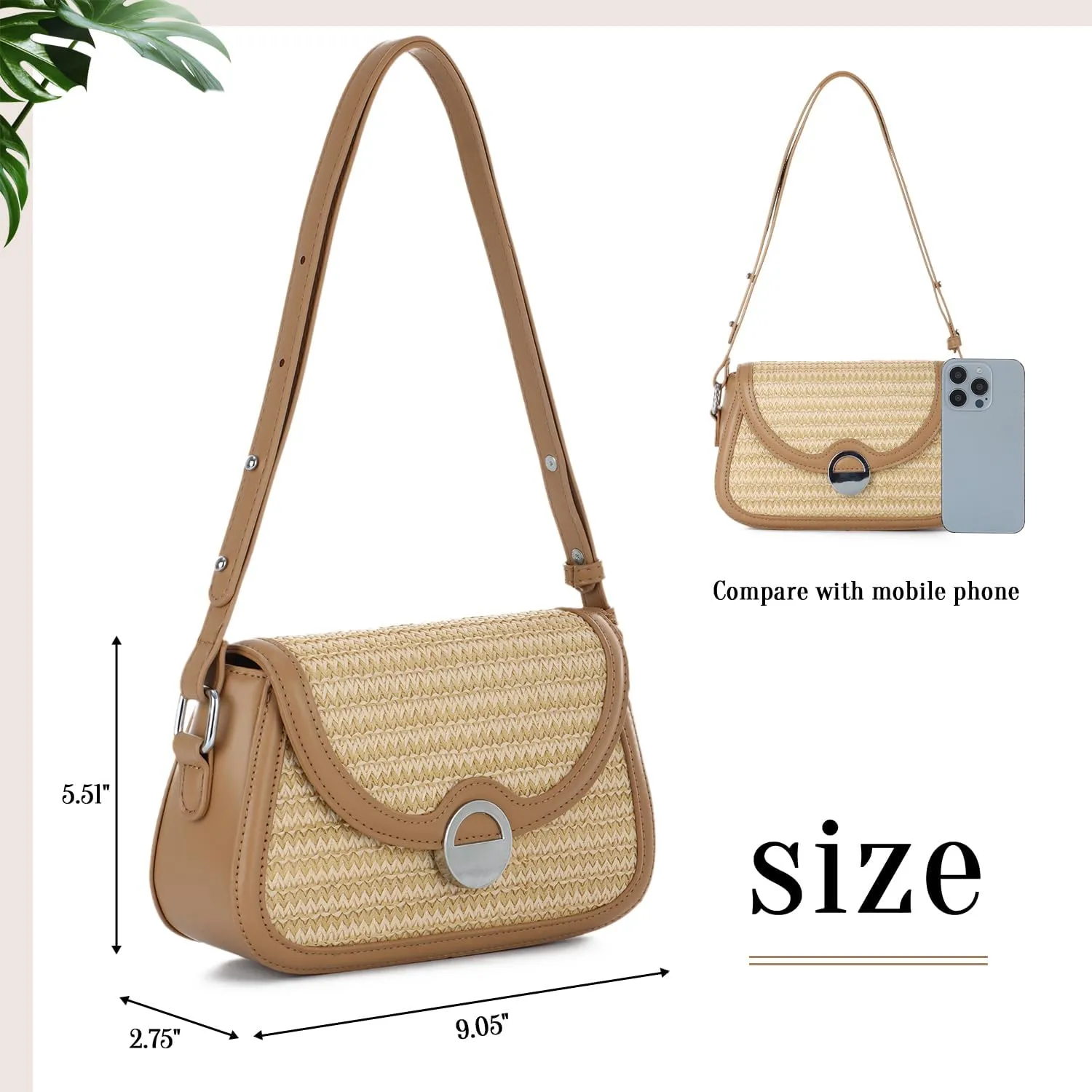 Summer Beach Straw Bags for Women 2025, Woven Shoulder Bag Trendy Vacation Handbags Crossbody Purses