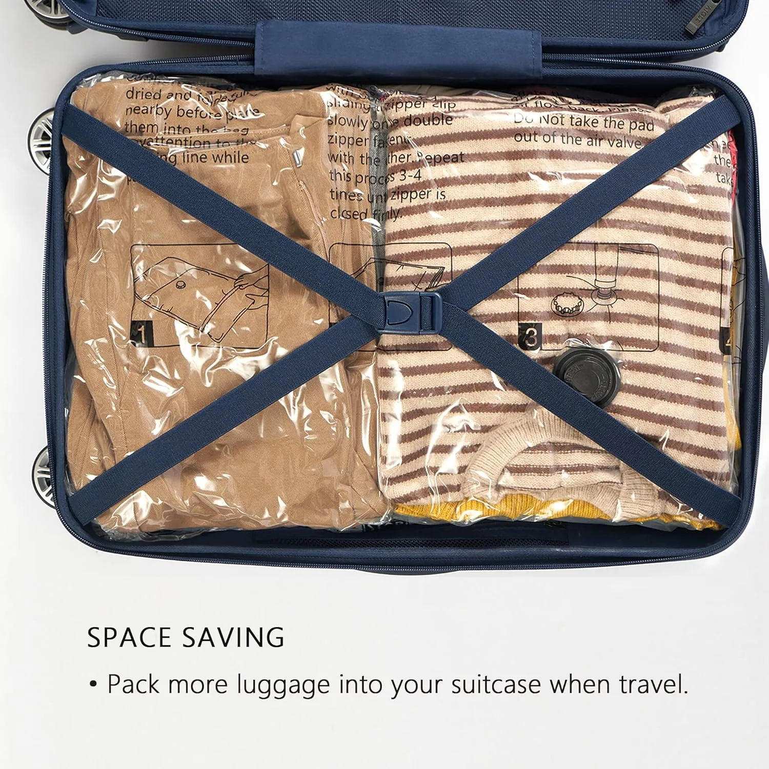 SUOCO 10 Jumbo Vacuum Storage Bags with Electric Pump, Travel Clothes Space Saver Bags, Compression Airtight Seal Bags for Clothing, Pillows, Comforters, Blankets
