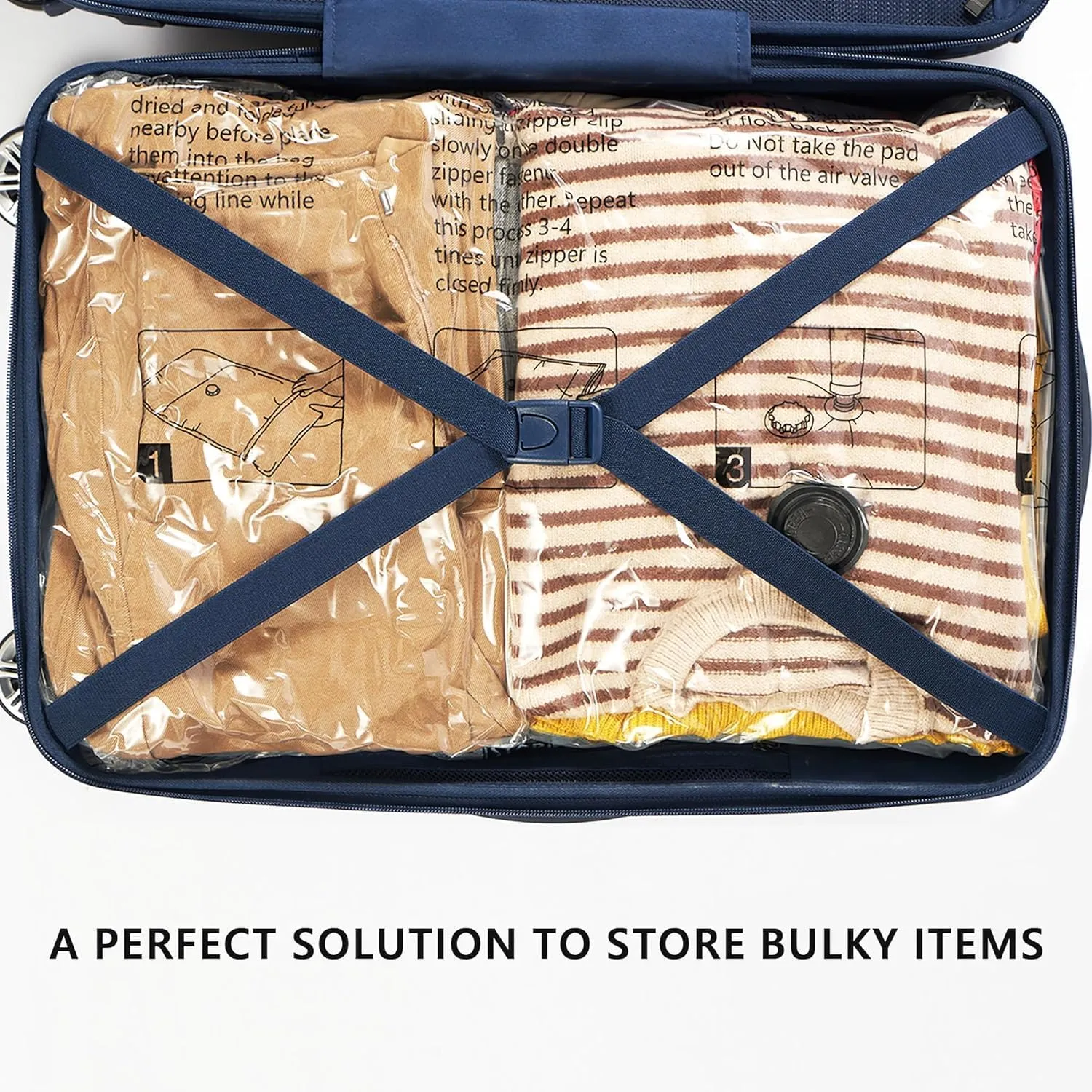 SUOCO 14 Combo Vacuum Storage Bags with Electric Pump, (4 Jumbo, 4 Large, 3 Medium, 3 Small) Travel Clothes Space Saver Bags, Compression Airtight Seal Bags for Clothing, Pillows, Comforters, Blankets