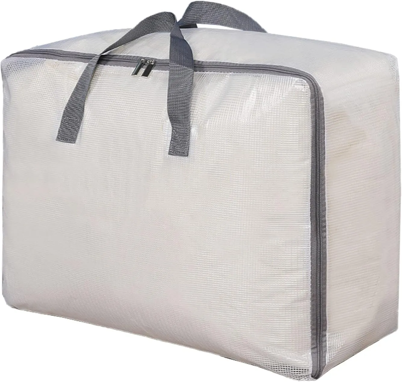 Surblue Clothes Storage Bag Organizer with Durable Handles Thick Fabric Extra Large Capacity Closet Bag for Blanket Comforter Clothing Bedding (Transparent, M)