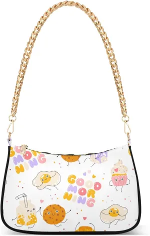 susiyo Shoulder Bag for Women Breakfast Small Shoulder Purse Bags Cute Hobo Tote Handbag Mini Clutch Purse