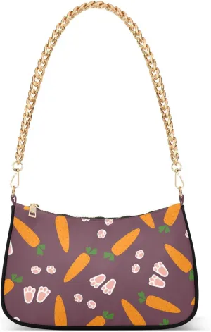 susiyo Shoulder Bag for Women Carrots Bunny Footprints Small Shoulder Purse Bags Cute Hobo Tote Handbag Mini Clutch Purse