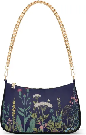 susiyo Shoulder Bag for Women Herbs and Wildflowers Small Shoulder Purse Bags Cute Hobo Tote Handbag Mini Clutch Purse