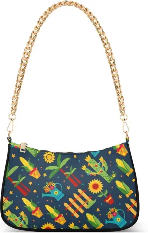 susiyo Shoulder Bag for Women Junina Village Cactus Small Shoulder Purse Bags Cute Hobo Tote Handbag Mini Clutch Purse