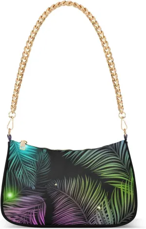 susiyo Shoulder Bag for Women Neon Jungle Tropical Leaves Small Shoulder Purse Bags Cute Hobo Tote Handbag Mini Clutch Purse