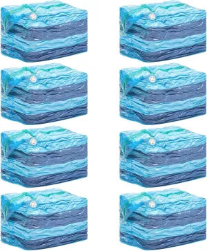 TAILI 8 Pack Vacuum Storage Bags, Jumbo Cube (31x40x15 Inch), Extra Large Vacuum Seal Bags for Clothing, Comforters, Blankets, Bedding, Sweater, Space Saver, Closet Organizers, Blue
