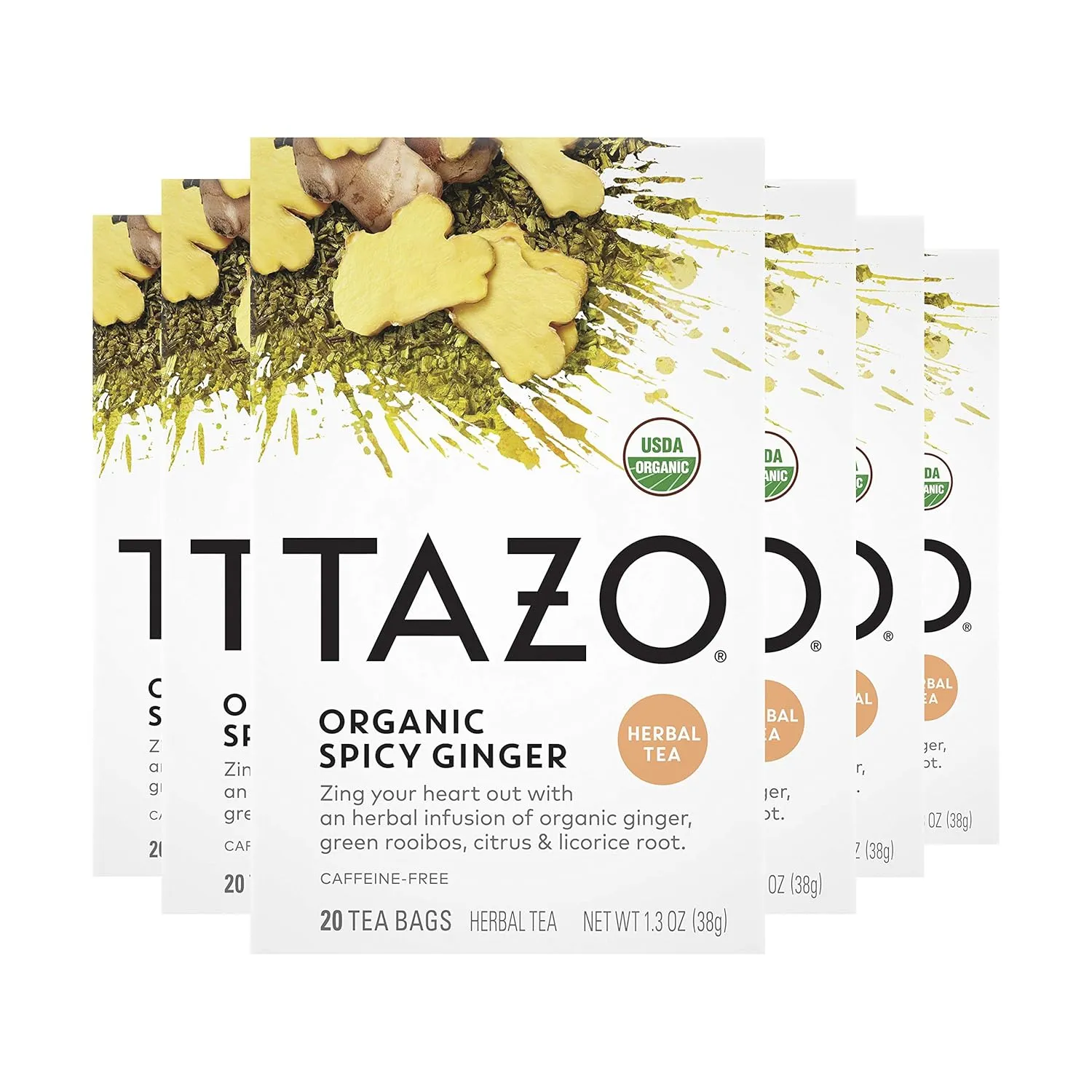 TAZO Organic Spicy Ginger Herbal Tea Bags, 20 Count(Pack of 6)