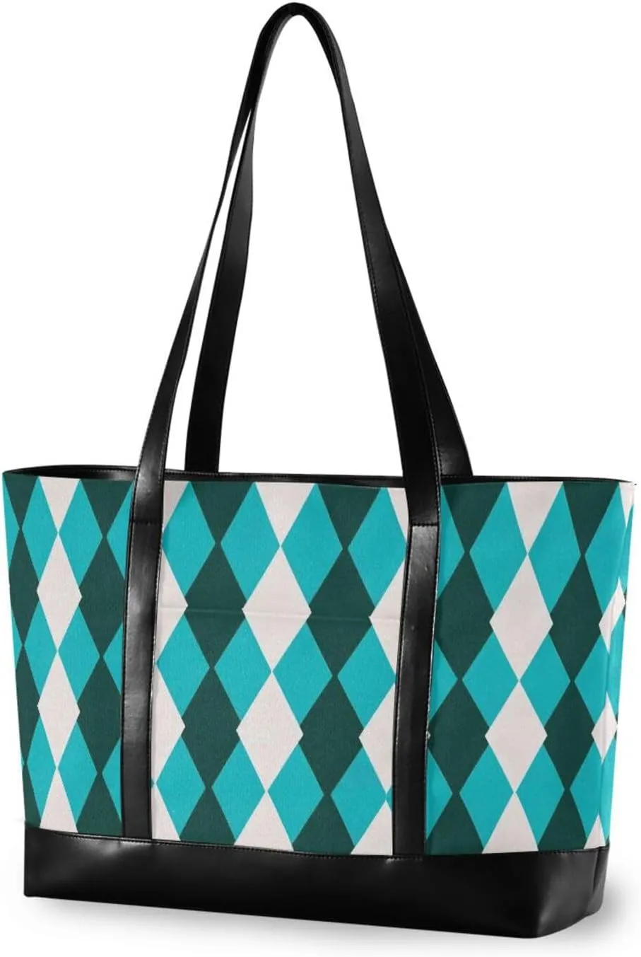 Teal Checkered Plaid simple handbags for women with zipper work purses for yoga with Personalized bolsos secret para mujeres