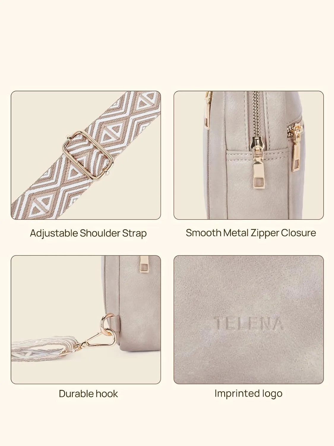 Telena Crossbody Sling Bags for Women, PU Leather Fanny Packs Cross Body Bag for Woman
