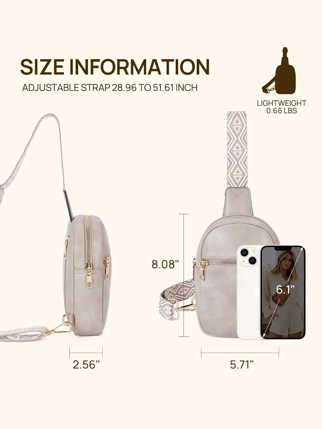 Telena Crossbody Sling Bags for Women, PU Leather Fanny Packs Cross Body Bag for Woman