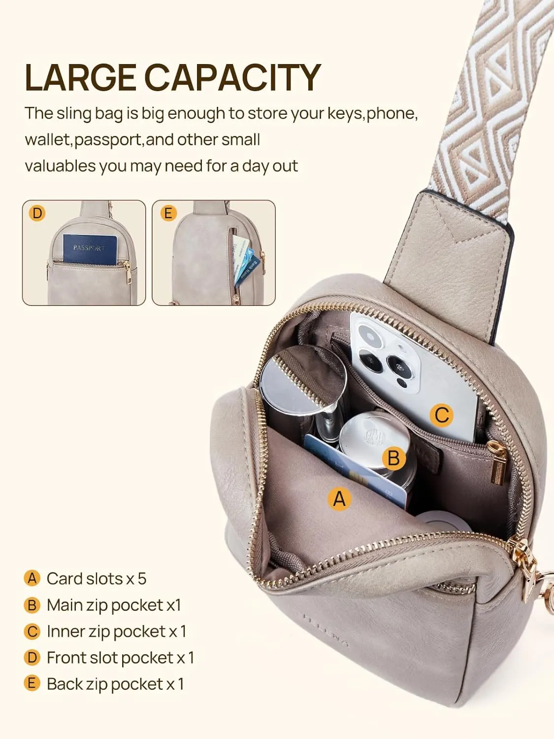 Telena Crossbody Sling Bags for Women, PU Leather Fanny Packs Cross Body Bag for Woman