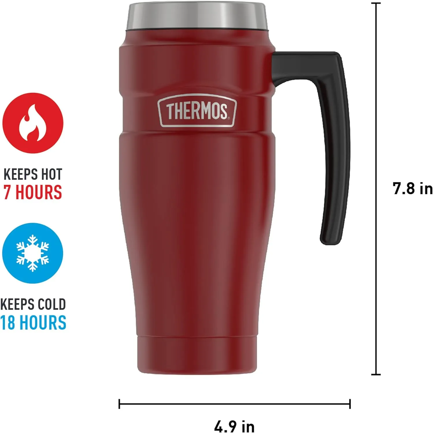 THERMOS Stainless King Vacuum-Insulated Travel Mug, 16 Ounce, Rustic Red