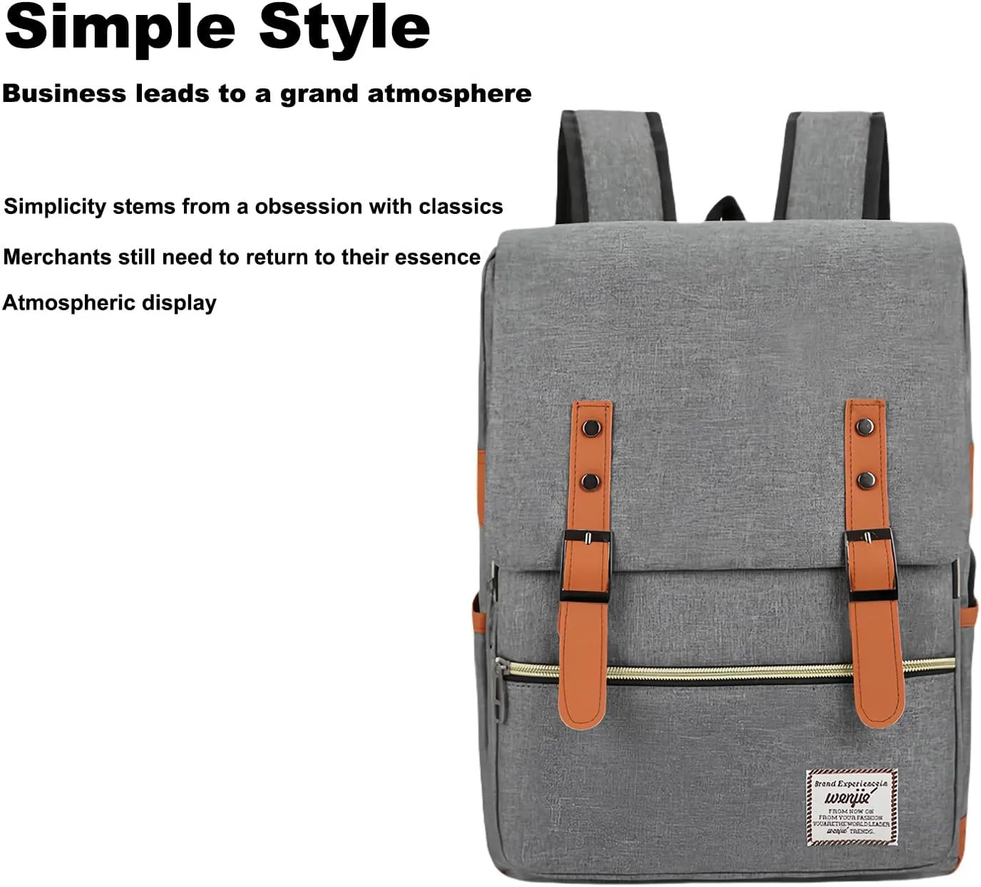 Three piece backpack with large capacity simple business computer bag USB charging, travel backpack,wine red