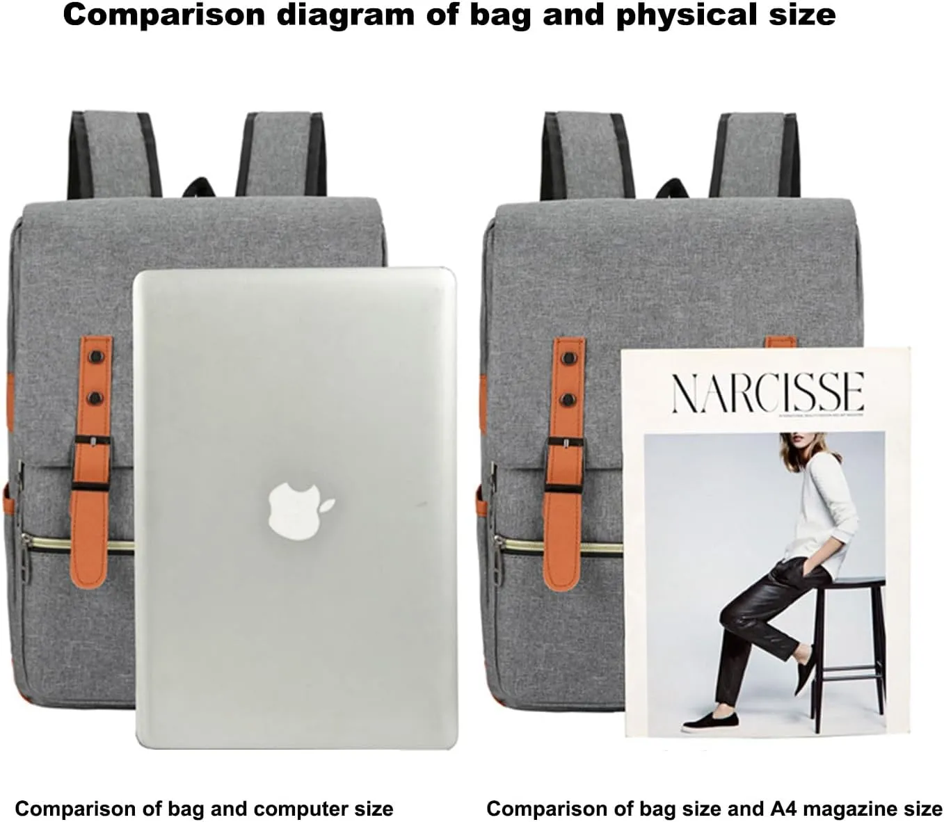 Three piece backpack with large capacity simple business computer bag USB charging, travel backpack,wine red