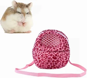 Three Size Small Pets Carrier Bag Hedgehog Hamster Outgoing Bags Leopard Portable Travel Backpack, M