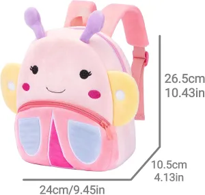 Toddler Butterfly Backpack - Cute 10" Plush Cartoon Bag for 2-6 Years Girls Boys Preschool