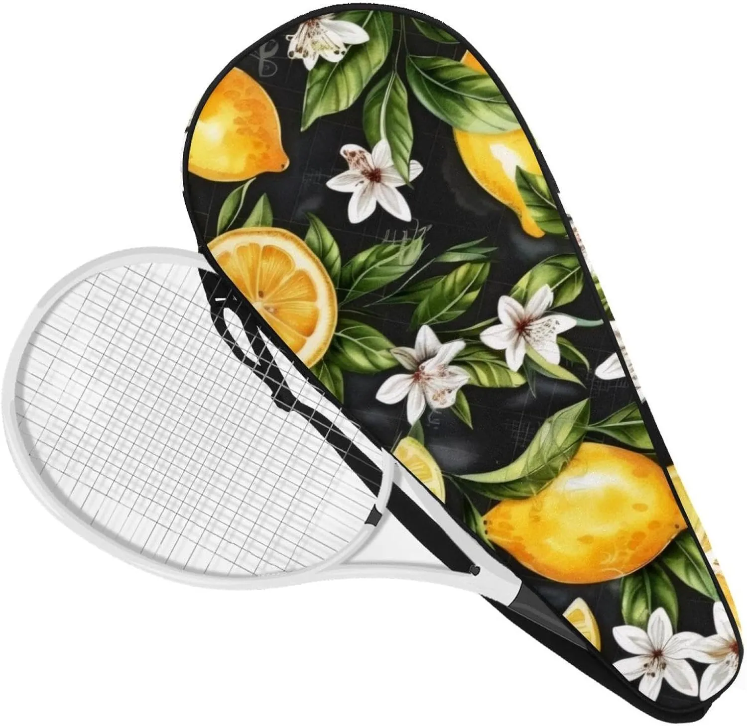 Topical Leaves and Flowers Collection Tennis Racquet Bag Lightweight Racket Carrying Bag for Youth and Adults