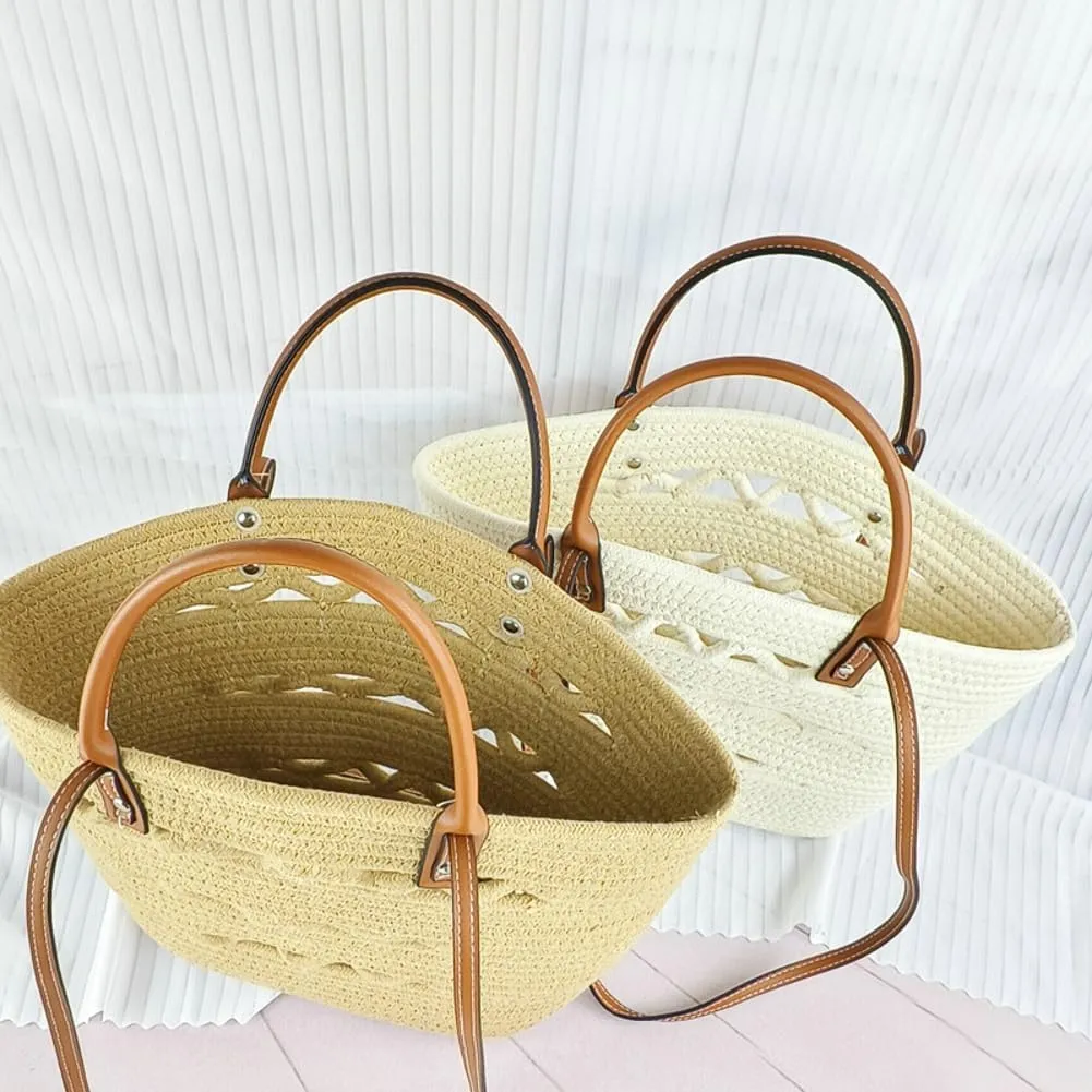 Tote Bag for Women Cotton Rope Boho Top-handle Purse Hobo Shoulder Bags for Summer Beach