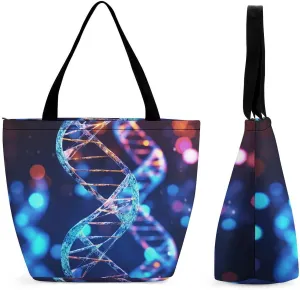 Tote Bag for Women DNA Genetic Helix Printed Large Women Casual Shoulder Bag Reusable Shopping Handbag Grocery Bags for Work Travel