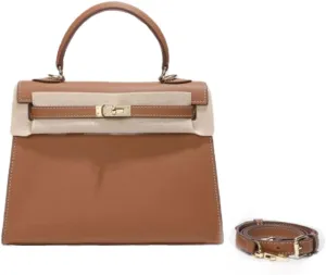 Tote Bag for Women, Genuine Leather Lychee Grain Handbag with 2 Adjustable Straps, Shoulder & Crossbody Purse (Small/Large)