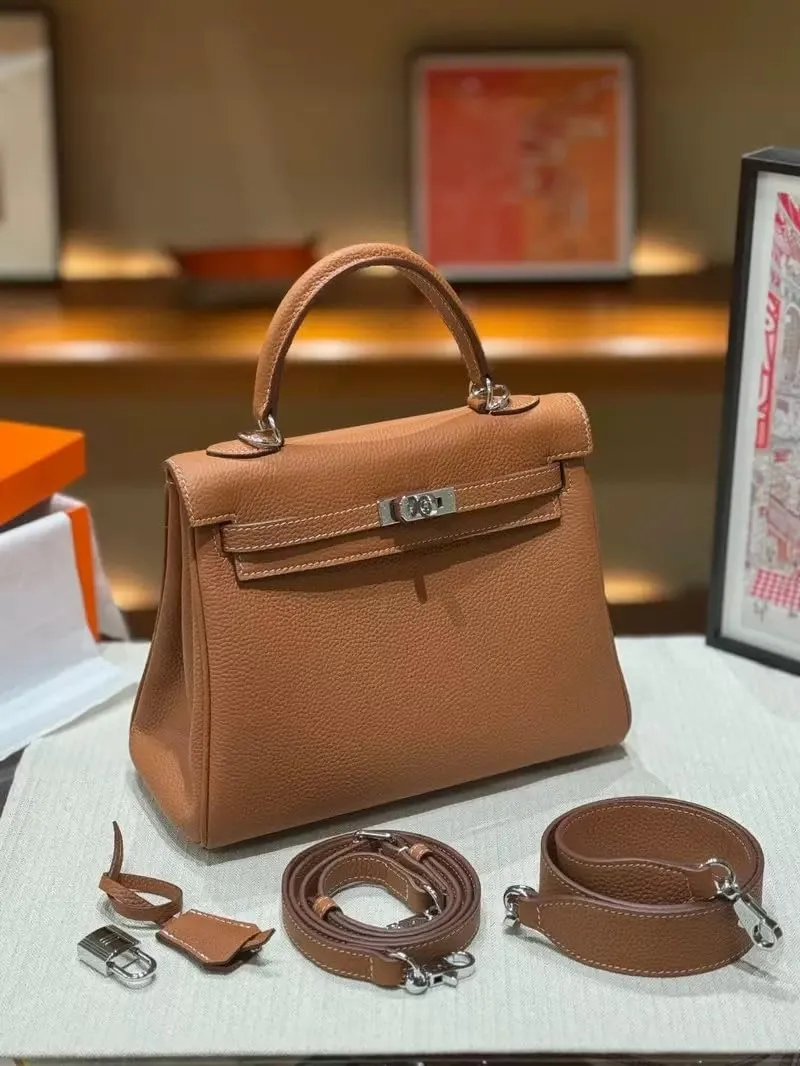 Tote Bag for Women, Genuine Leather Lychee Grain Handbag with 2 Adjustable Straps, Shoulder & Crossbody Purse (Small/Large)