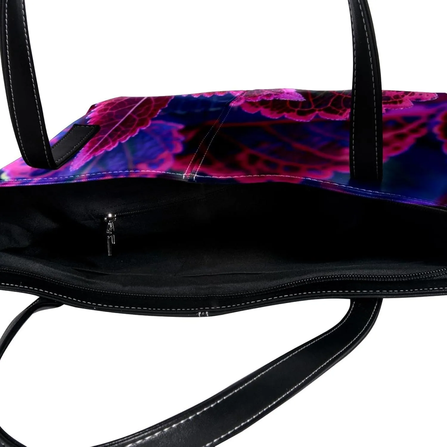 Tote Bag for Women, Large Tote Bag, Tote Bag with Zipper, Modern Botanical Pattern Purple Leaves, Tote Bags for Women
