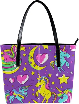 Tote Bag for Women, Large Tote Bag, Women's Tote Handbags, Unicorn Cartoon Moon Planet Meteor, Tote Bags for Women
