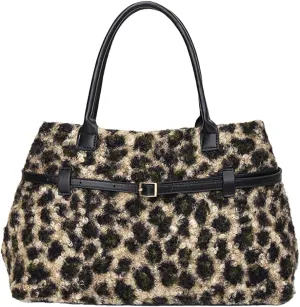 Tote Bag for Women,Leopard Plush Shoulder Bag with Belt Top-handle Bag 2024 Trendy Cheetah Print Purse,Work Handbag