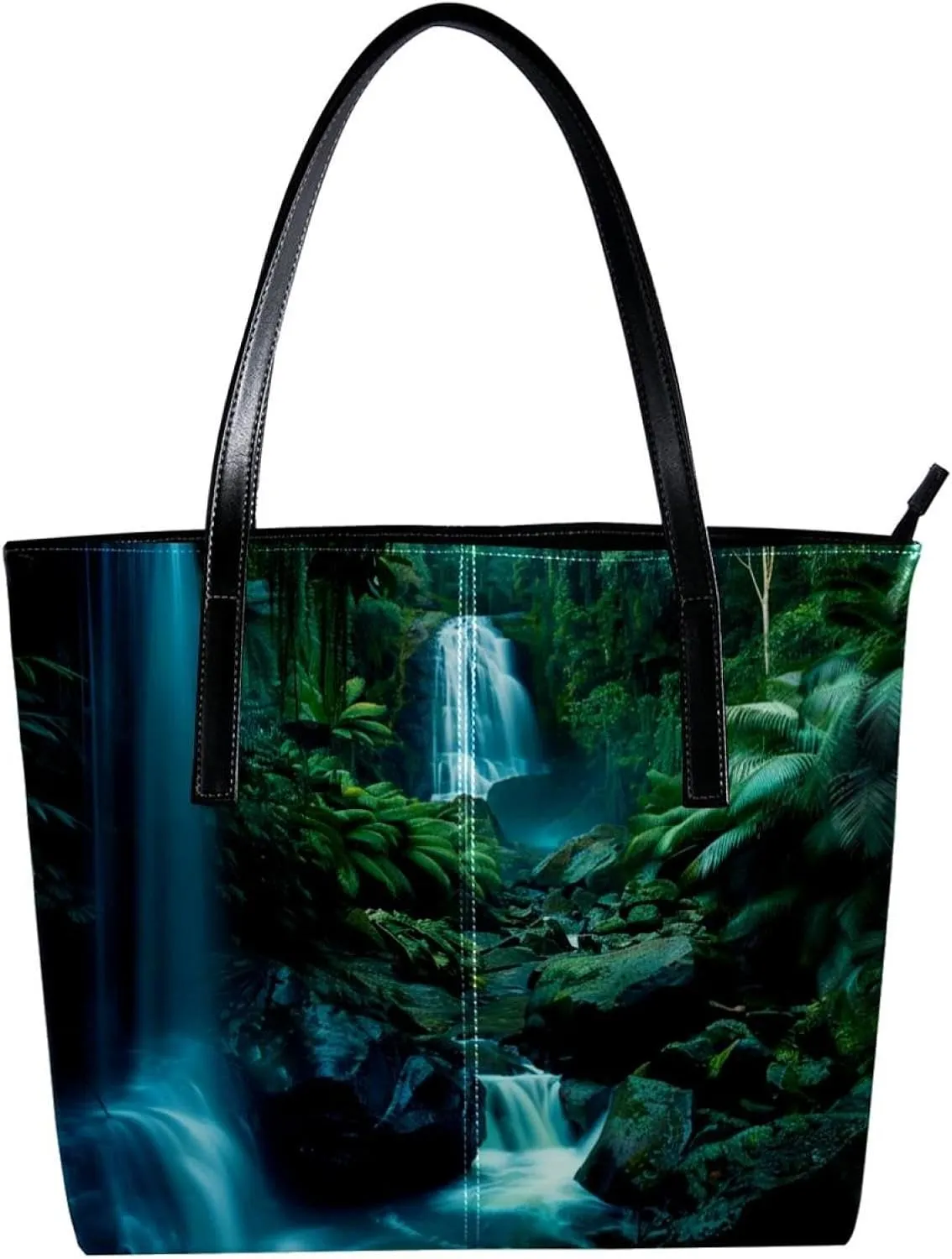 Tote Bag, Large Tote Bag, Women's Tote Handbags, Rainforest Waterfall Landscape, Tote Bags Women