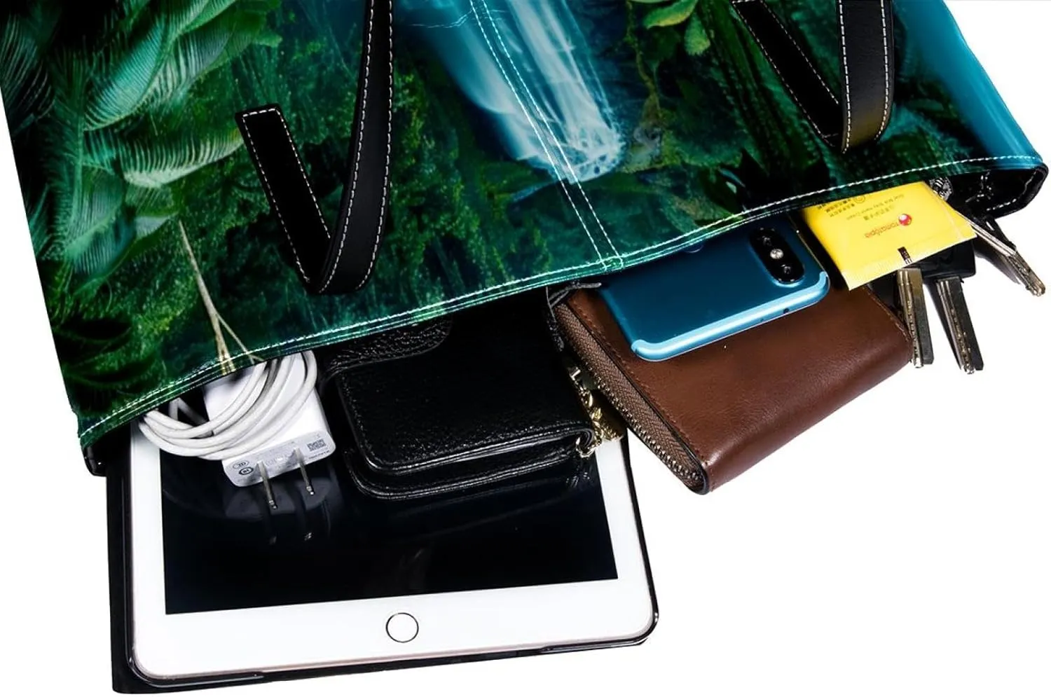 Tote Bag, Large Tote Bag, Women's Tote Handbags, Rainforest Waterfall Landscape, Tote Bags Women