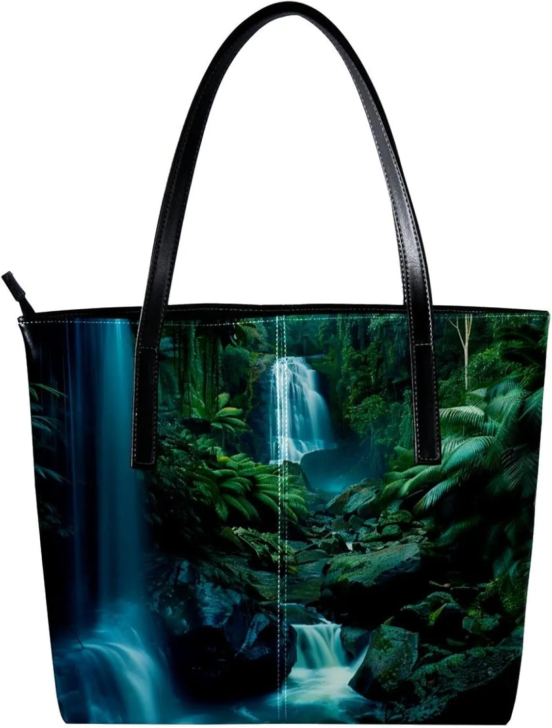 Tote Bag, Large Tote Bag, Women's Tote Handbags, Rainforest Waterfall Landscape, Tote Bags Women