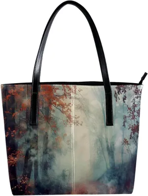 Tote Bag, Large Tote Bags for Women, Women's Tote Handbags, Landscape Autumn Forest Path, Tote Bag for Work