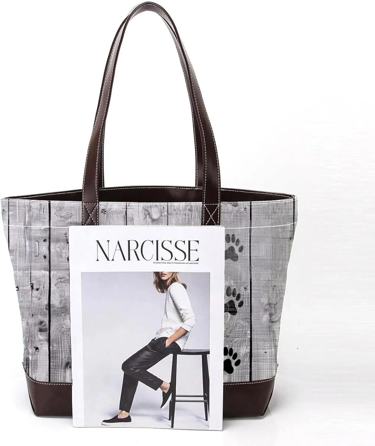 Tote Bags, Large Tote Bag, Women's Tote Handbags, Plank Paw Print Animal, Womens Tote Bags for Work