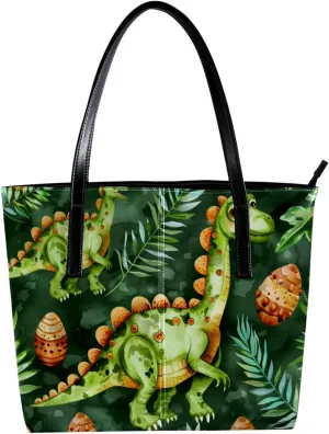 Tote Bags, Large Tote Bags for Women, Women's Tote Handbags, Cartoon Rainforest Dinosaur and Egg, Tote Bag for Work