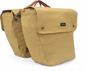 TOURBON Canvas Cycling Bicycle Bike Pannier Rear Seat Bag Rack Trunk (Waterproof, Roll-Up) (Khaki)