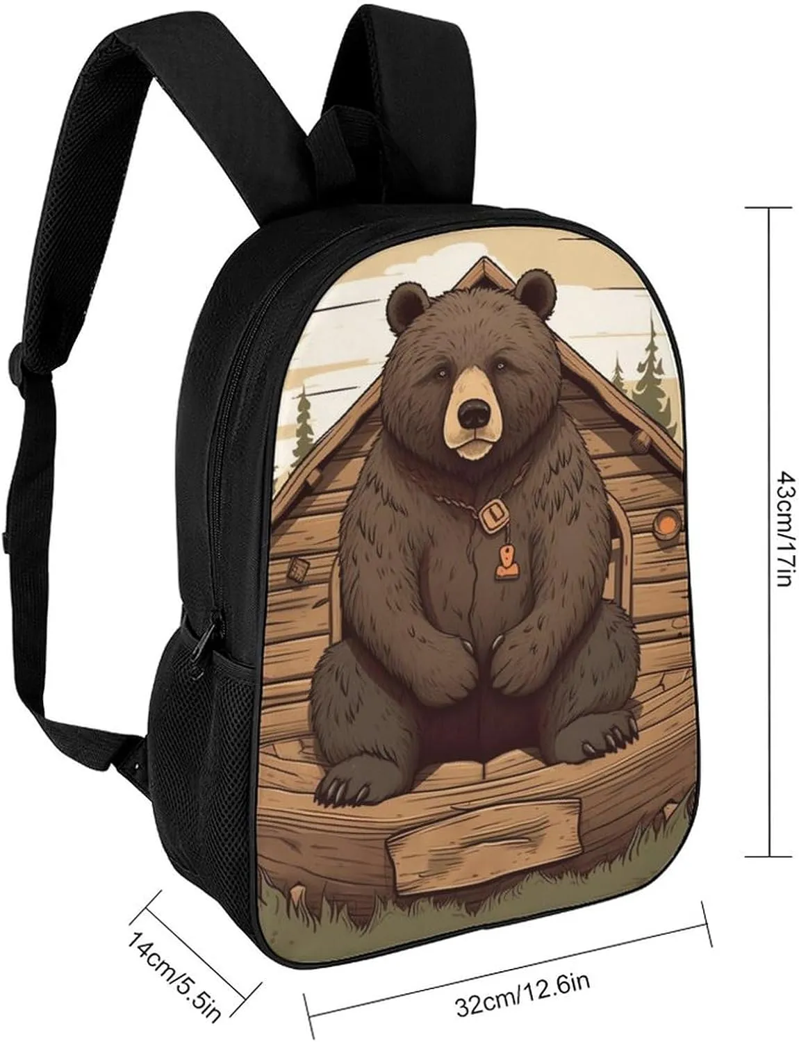 Travel Backpack for Men Women Daypack Rustic Lodge Bear Laptop Backpack Computer Bag Business Work Bag for Work