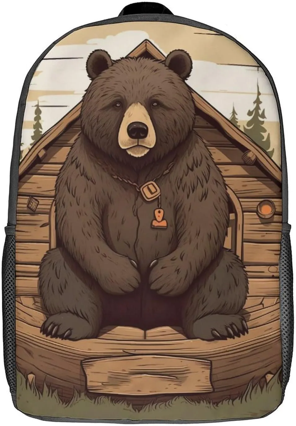 Travel Backpack for Men Women Daypack Rustic Lodge Bear Laptop Backpack Computer Bag Business Work Bag for Work