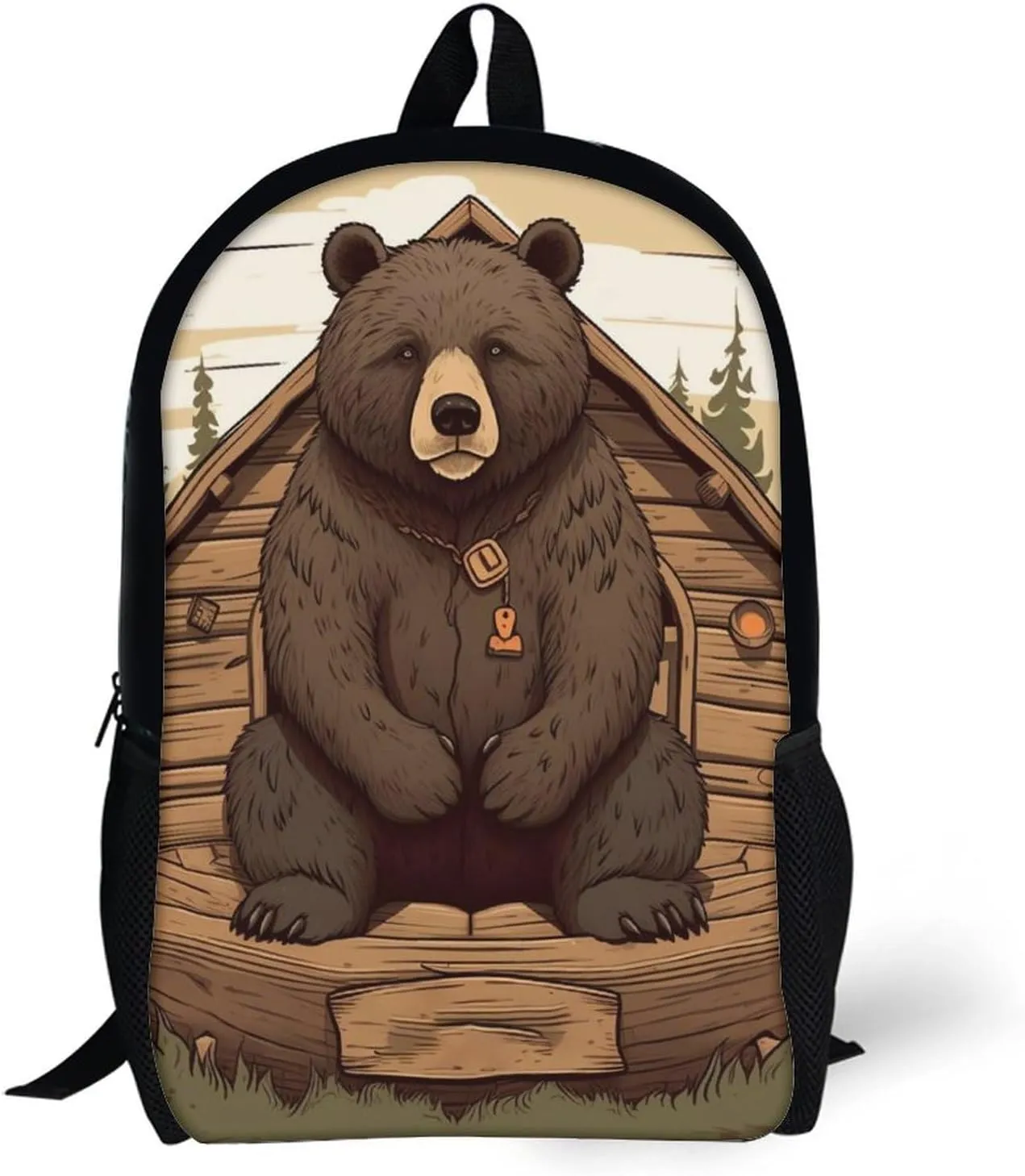 Travel Backpack for Men Women Daypack Rustic Lodge Bear Laptop Backpack Computer Bag Business Work Bag for Work