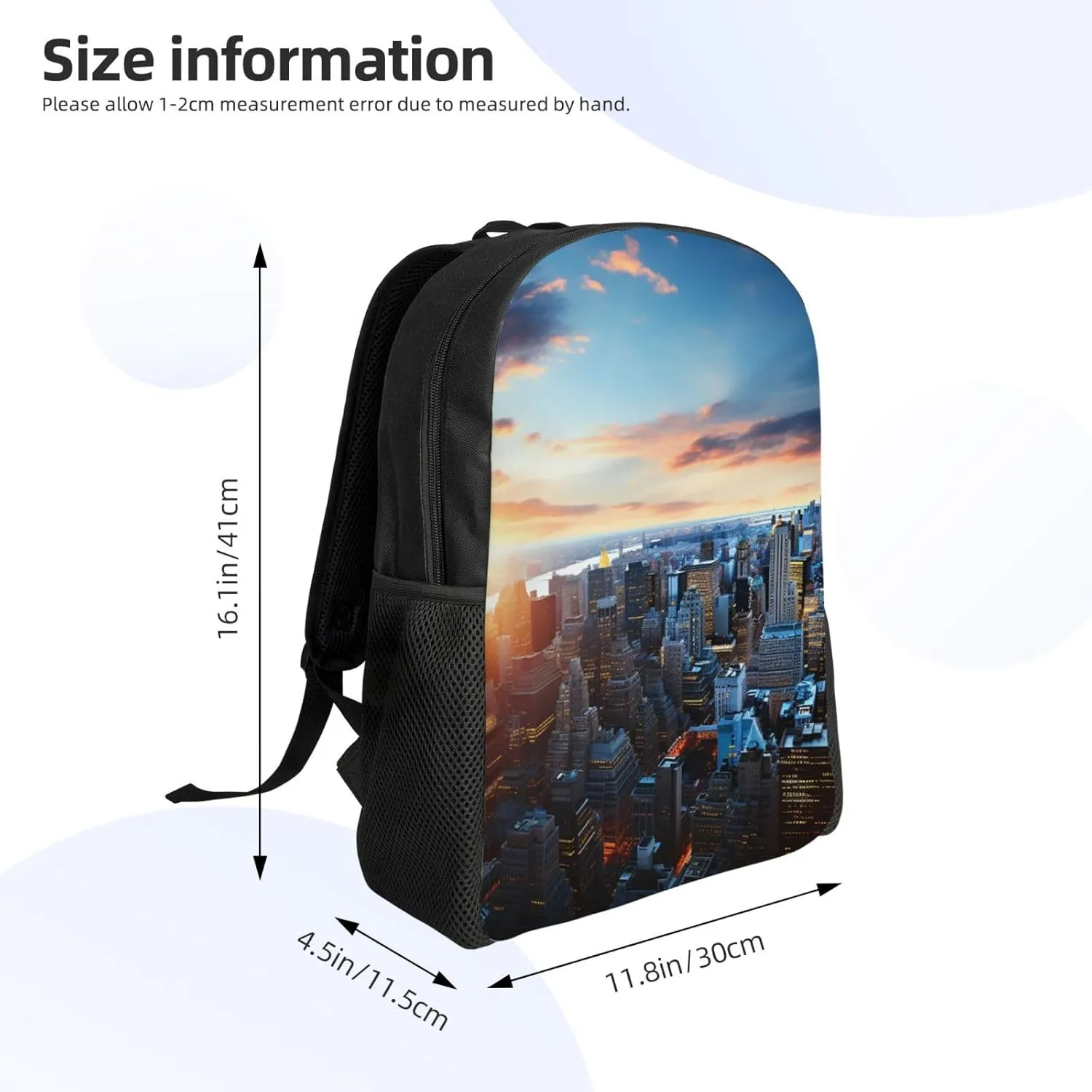 Travel Backpack New York City Skyline Carry on Backpack Lightweight Business 16inches Laptop Backpack for Men Women