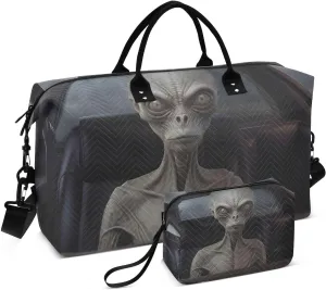 Travel Duffel Bags for Unisex-Adult, Personal Item Travel Duffel Bag with Shoes Compartment, Carry On Bag for Women, Travel, Gym, Weekend,Alien Driving