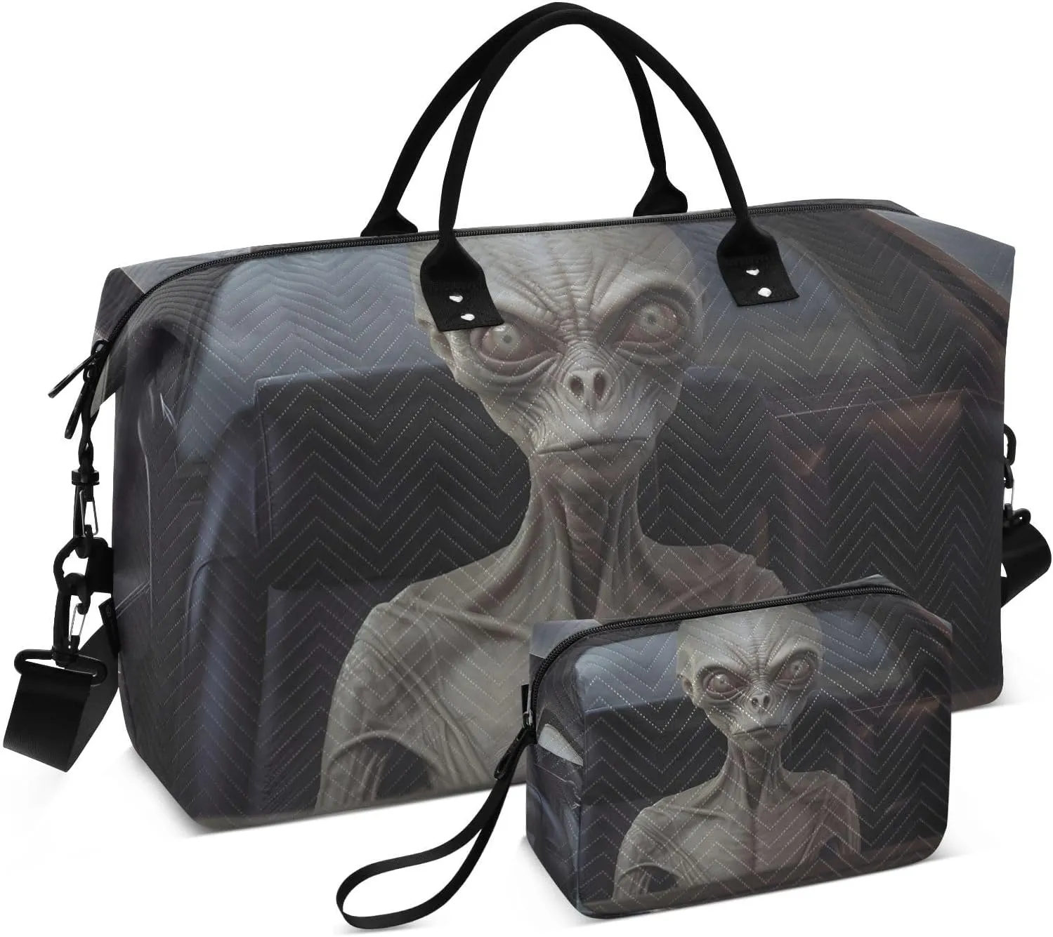 Travel Duffel Bags for Unisex-Adult, Personal Item Travel Duffel Bag with Shoes Compartment, Carry On Bag for Women, Travel, Gym, Weekend,Alien Driving