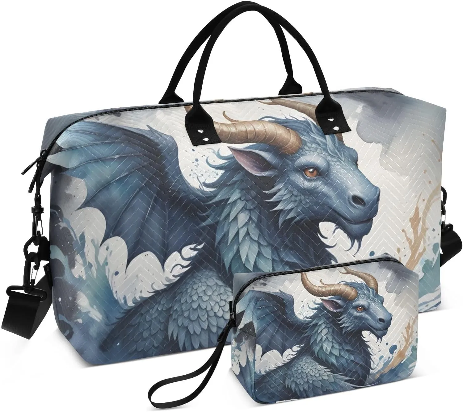 Travel Duffel Bags for Unisex-Adult, Personal Item Travel Duffel Bag with Shoes Compartment, Carry On Bag for Women, Travel, Gym, Weekend,Pattern Mythological Animal