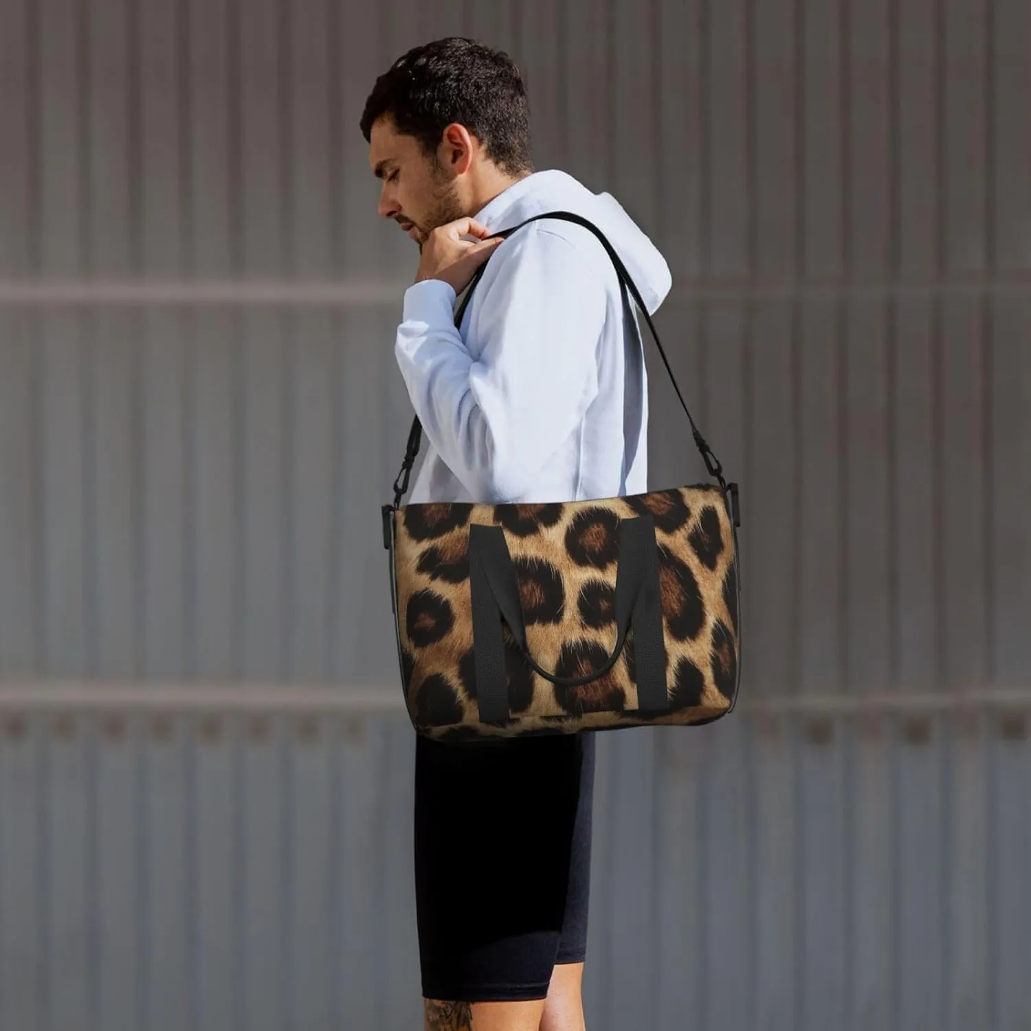 Travel Duffle Bag Leopard Fur Texture Weekender Overnight Bags Luggage Bag for Women Men Waterproof Sports Gym Bag Hand Bag with Shoulder Strap