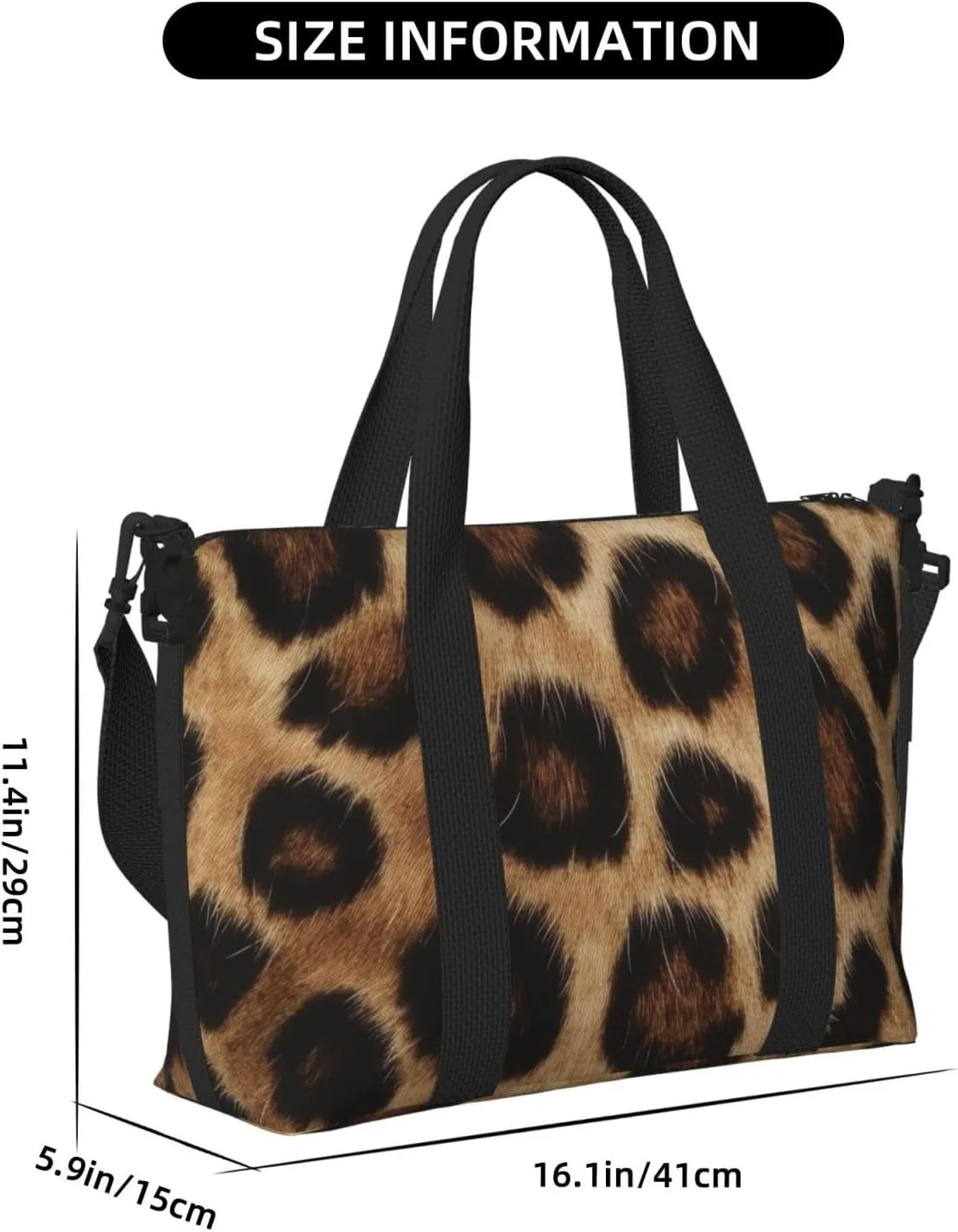 Travel Duffle Bag Leopard Fur Texture Weekender Overnight Bags Luggage Bag for Women Men Waterproof Sports Gym Bag Hand Bag with Shoulder Strap
