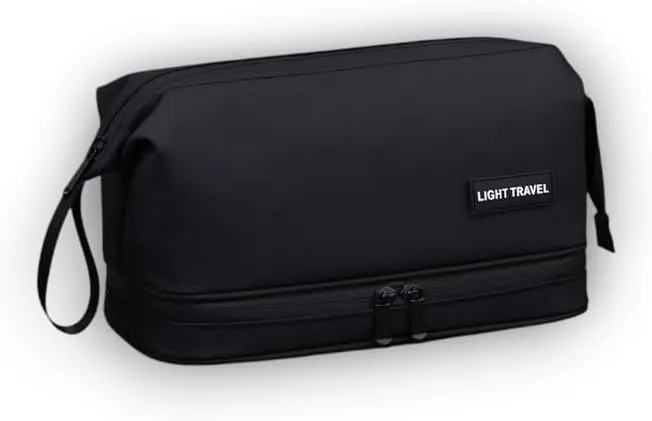 Travel Toiletry Bag, Large capacity Travel Organizer, Portable Cosmetic Case, Water resistant Make Up Bags, Cosmetic Bag with Double Zipper, Shaving Kit Organizer With handle, Men & Women's Bag