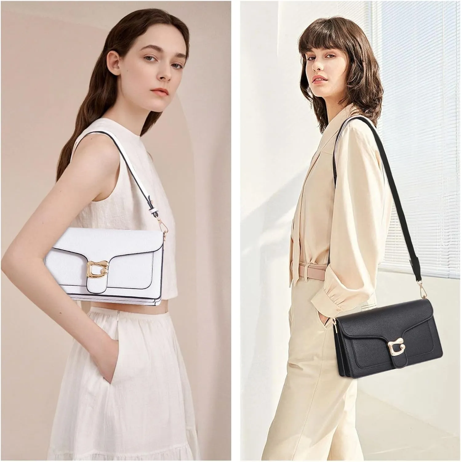 Travistar Crossbody Bags for Women Trendy - Small Cross Body Purse Shoulder Bag Leather Handbags Evening Clutch with 2 Straps