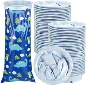 TrelaCo 50 Pack Kids Dinosaur Vomit Bags Bulk Disposable 1000 ml Emesis Bags Portable Leakproof Barf Bags for Motion Car Sickness Nausea Ideal for Taxis Airplane Travel