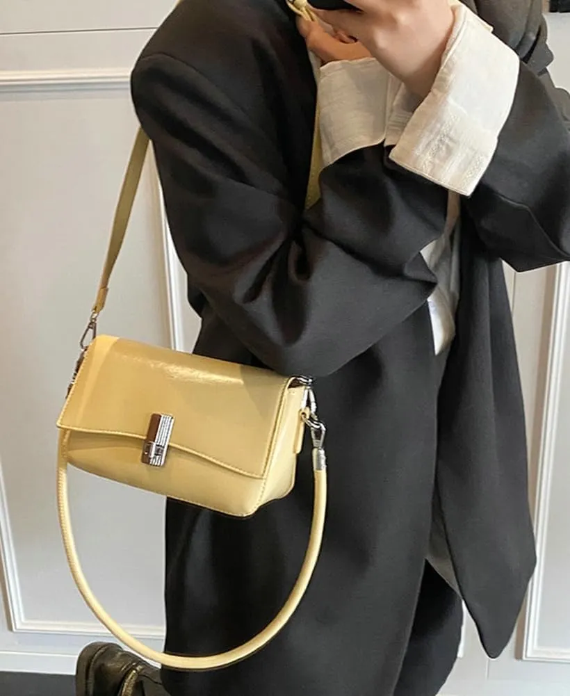 Trendy Solid Color Simple Underarm Bag for Women Casual Buckle Shoulder Bag PU Leather Outdoor Satchel Bags 2025
