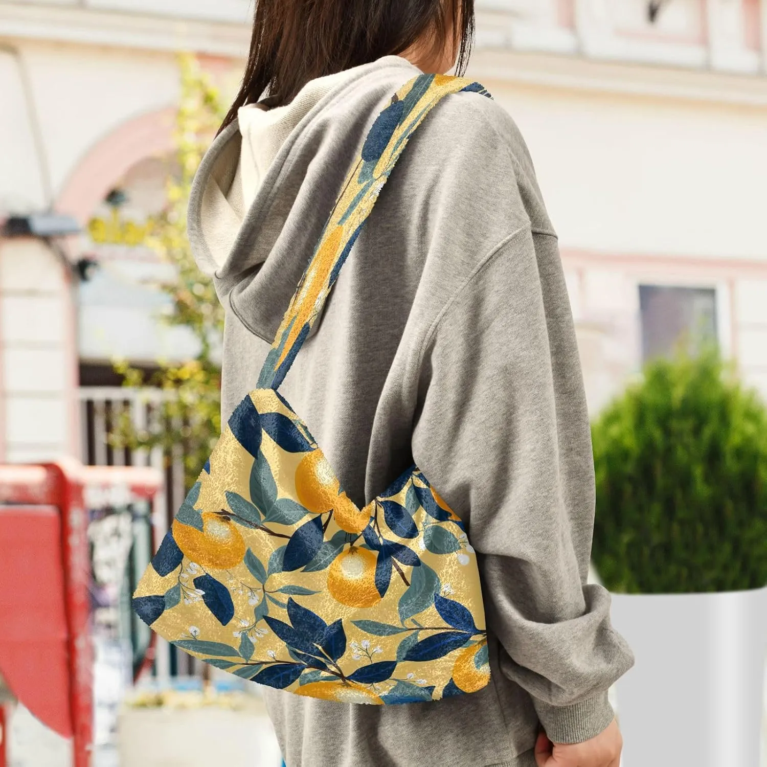 Tropical Leaves on White Women Handbags Shoulder Bag, Handbag Shoulder Bag, Womens Outdoor Bag