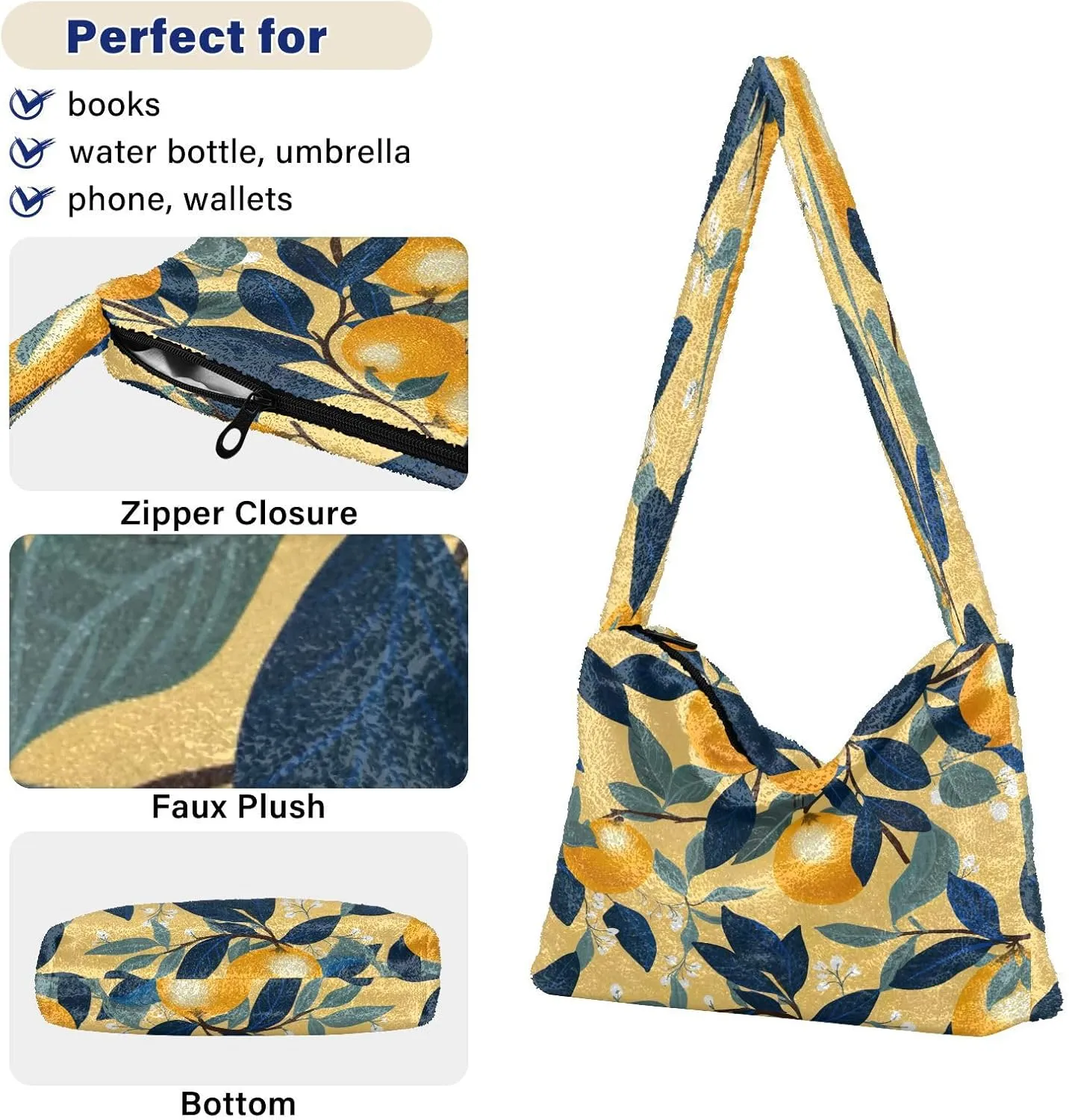 Tropical Leaves on White Women Handbags Shoulder Bag, Handbag Shoulder Bag, Womens Outdoor Bag